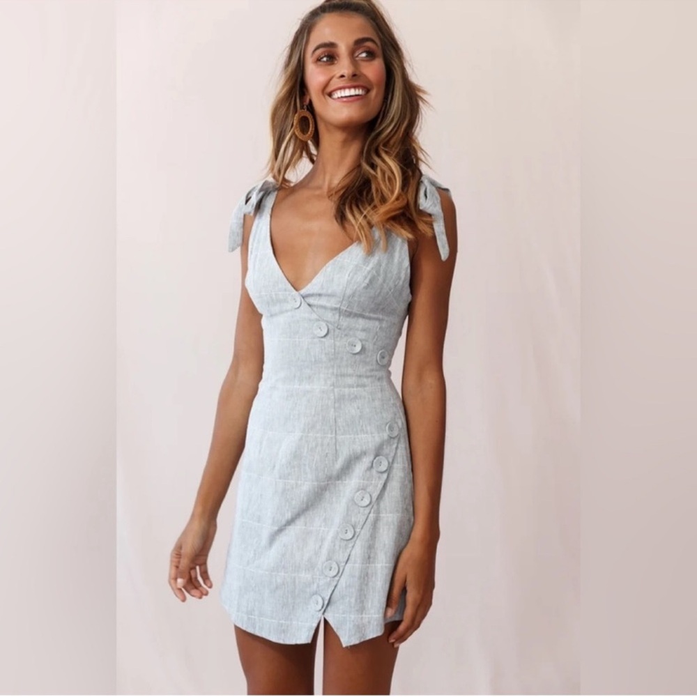 Selfie Leslie Light Blue Button-Down Dress